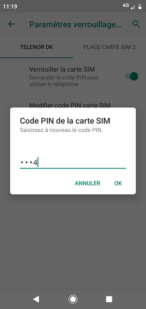 Veuillez confirmer votre nouveau code PIN de la carte SIM et sélectionner OK
