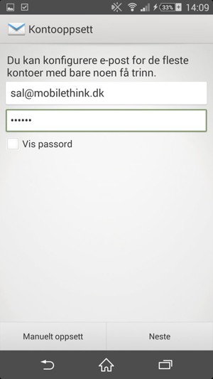 Skriv inn e-postadresse og passord. Velg Neste