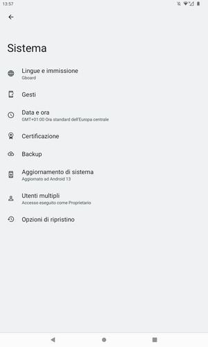 Seleziona Aggiornamento di sistema