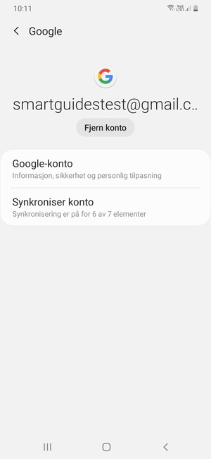 Velg Synkroniser konto