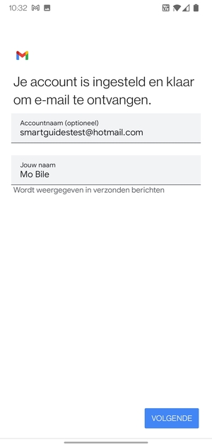 Geef uw account een naam en voer uw naam in. Selecteer VOLGENDE