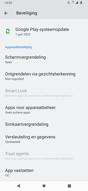 Om de pin voor de simkaart te wijzigen, ga naar het Beveiliging menu en selecteer Simkaartvergrendeling