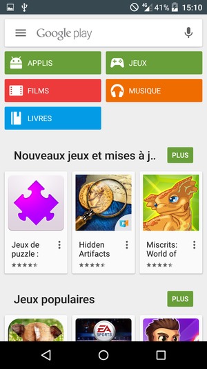 Sélectionnez la barre de Recherche