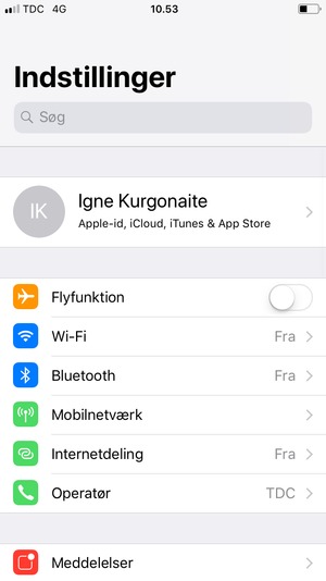 Vælg Apple-id, iCloud, iTunes & App Store