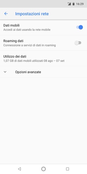 Seleziona Opzioni avanzate
