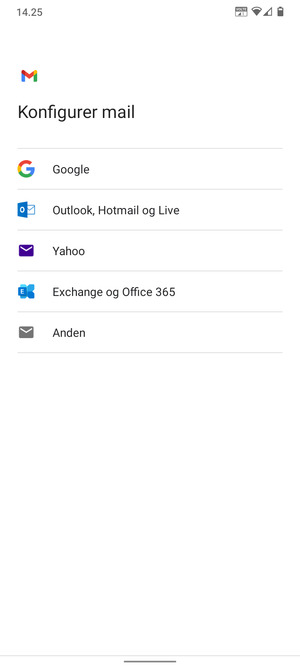 Vælg Exchange og Office 365