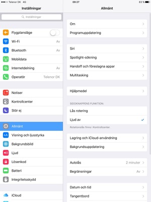 Välj Allmänt och Programuppdatering