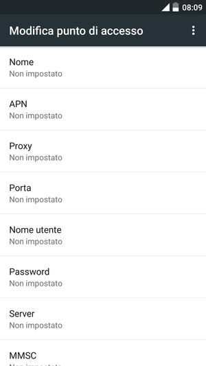 Inserisci le informazioni di Internet