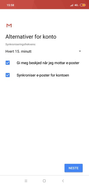 Velg NESTE