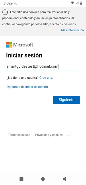 Introduzca su Dirección de correo electrónico y seleccione Siguiente