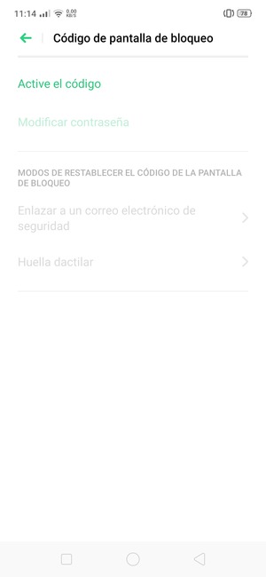 Seleccione Active el código