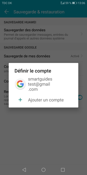 Sélectionnez votre compte de sauvegarde