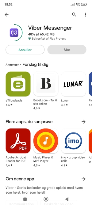Afvent at installeringen er afsluttet