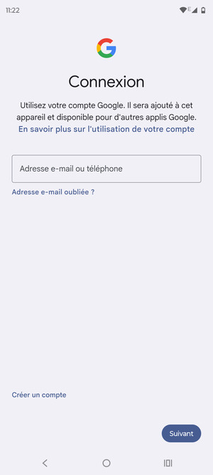 Saisissez votre adresse Gmail et sélectionnez Suivant