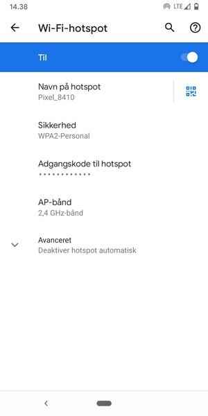Din telefon er nu sat op til brug som modem
