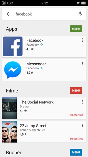 Wählen Sie die App