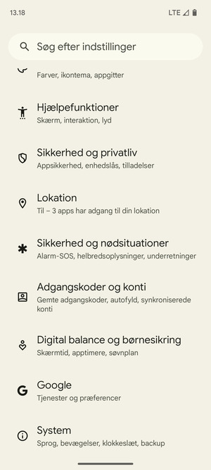 Scroll til og vælg Adgangskoder og konti