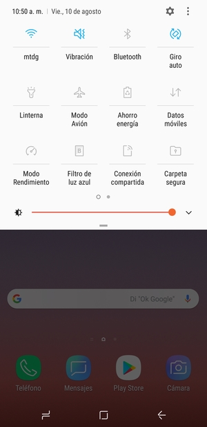 Seleccione Vibración para cambiar al modo silencio