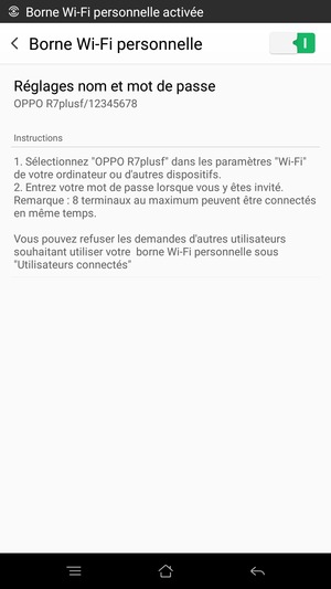 Votre téléphone est maintenant configuré pour être utilisé comme modem