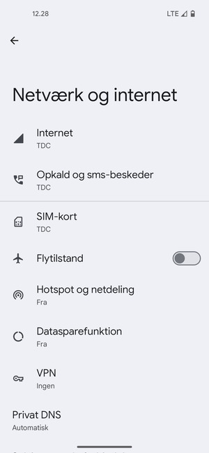 Vælg Hotspot og netdeling