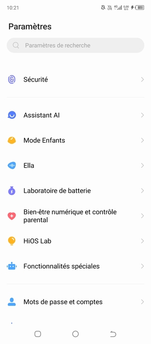 Faites défiler et sélectionnez Sécurité