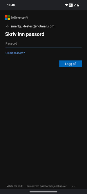 Skriv inn passord og velg Logg på