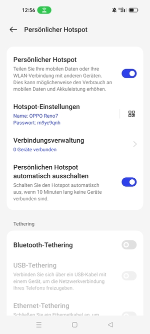 Ihr Handy ist jetzt für die Verwendung als Modem eingerichtet