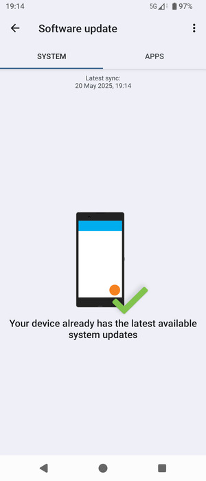 If your phone is up to date, you will see the following screen