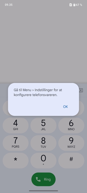 Hvis din telefonsvarer ikke er sat op, vælg OK