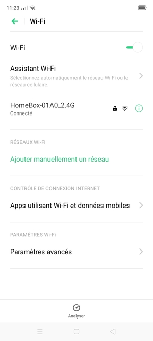 Vous êtes maintenant connecté au réseau Wi-Fi