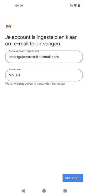 Geef uw account een naam en voer uw naam in. Selecteer VOLGENDE