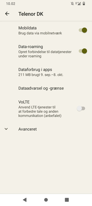 Slå Data-roaming til eller fra