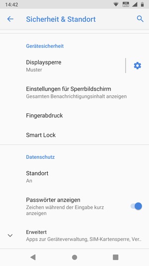 Scrollen Sie und wählen Sie Erweitert