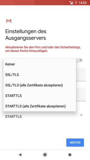 Wählen Sie Keiner und WEITER