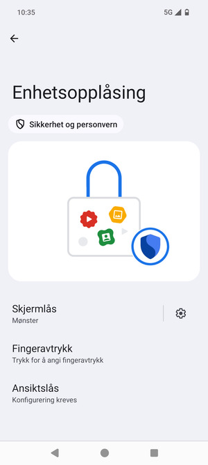Telefonen din er nå sikret med en skjermlås