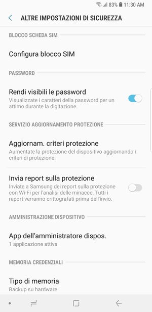 Seleziona Configura blocco SIM