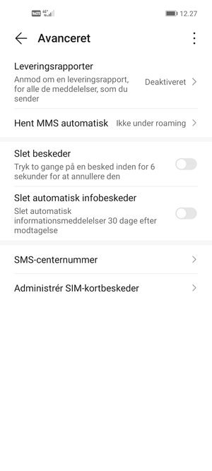 Vælg SMS-centernummer