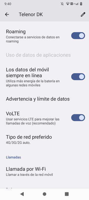 Activar o desactivar Roaming