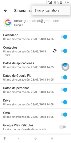 Seleccione Sincronizar ahora