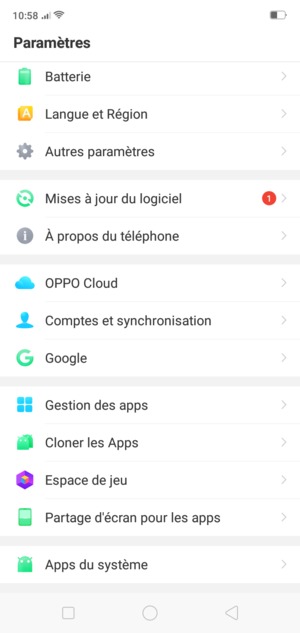 Faites défiler et sélectionnez Apps du système
