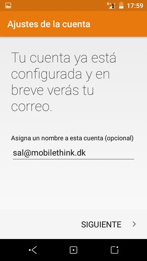 Déle a su cuenta un nombre y seleccione SIGUIENTE