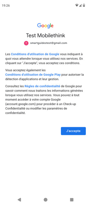 Sélectionnez J'accepte