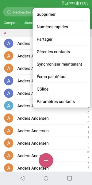 Sélectionnez Gérer les contacts