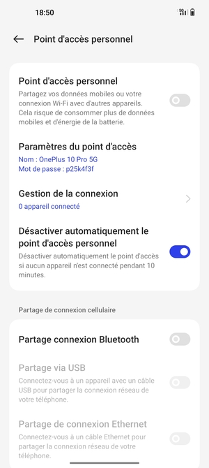 Sélectionnez Paramètres du point d'accès