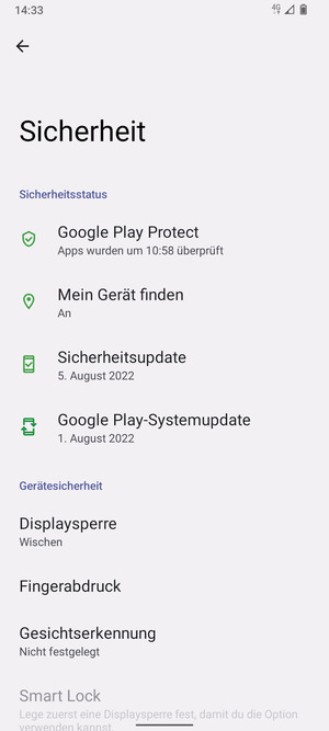 Wählen Sie Displaysperre