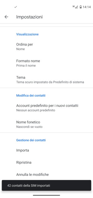 I tuoi contatti verranno salvati sul tuo account Google, e salvati sul tuo telefono la prossima volta che Google sarà sincronizzato.