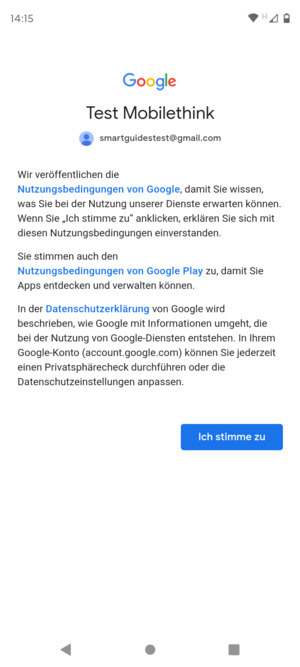 Wählen Sie Ich stimme zu