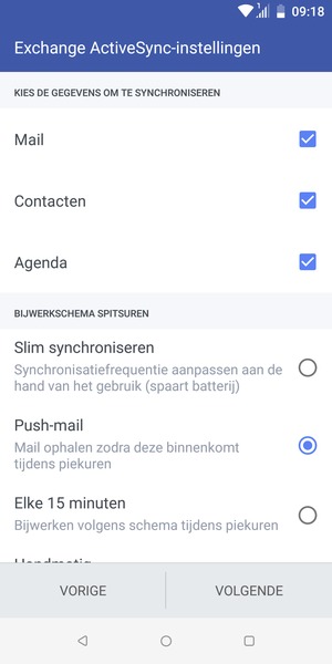 Selecteer uw voorkeursoptie en selecteer VOLGENDE