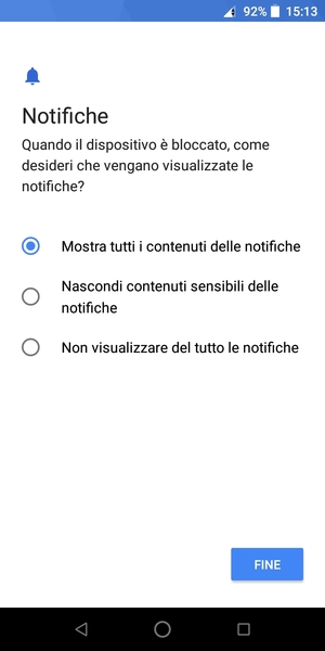 Seleziona la tua opzione preferita e poi FINE