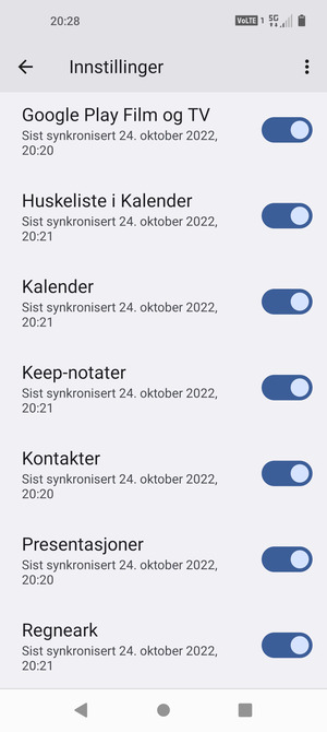 Forsikre deg om at Kontakter er valgt